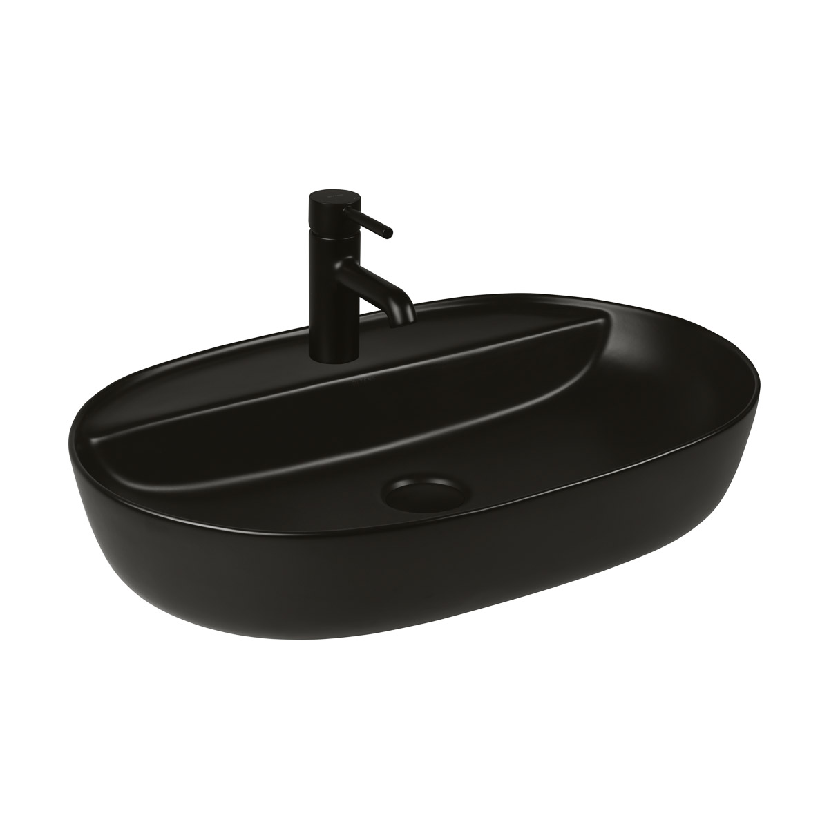 Oltens Hamnes Thin umywalka 62x42 cm owalna nablatowa czarna 41314300 - Wysyłka w 24h