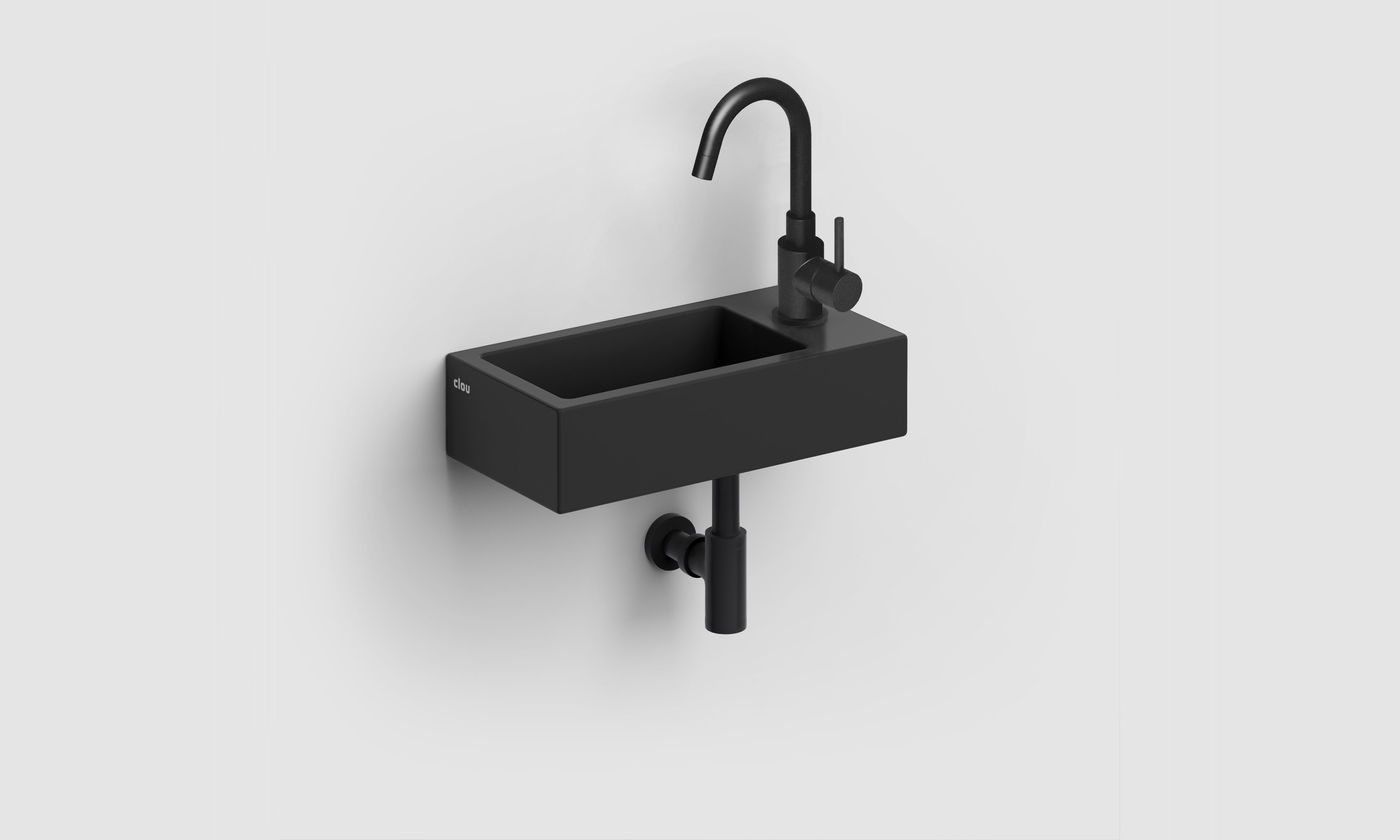 Clou Flush umywalka 36x18 cm prostokątna ścienna-nablatowa czarna CL/03.12030