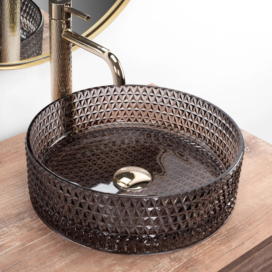 Rea Cristal Black umywalka 35,5 cm okrągła nablatowa czarna REA-U9671 - Wysyłka w 24h