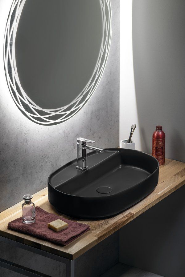 Isvea Infinity umywalka 60x40 cm owalna nablatowa czarna 10NF65060-2N