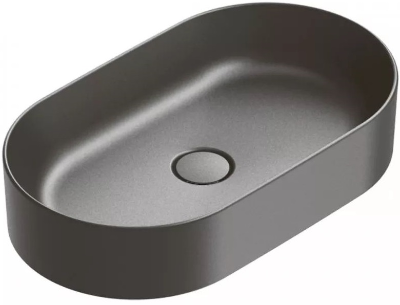 Catalano Zero umywalka 50x35 cm owalna nablatowa czarna 0122500022