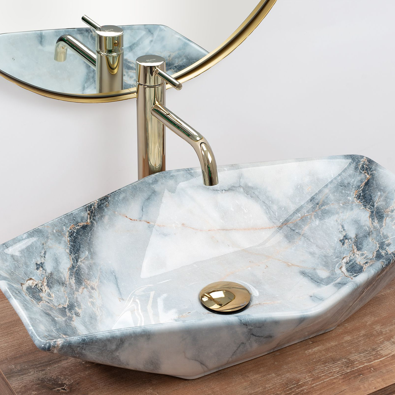 Rea Vegas Granit umywalka 57x37 cm nablatowa szary/kamień REA-U5602 - Wysyłka w 24h