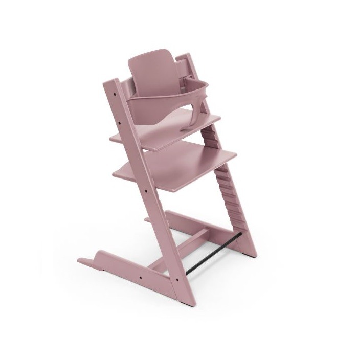 Stokke Tripp Trapp + zestaw Baby Set + tacka - rosnące krzesełko do karmienia z akcesoriami-Heather Mauve-Grey