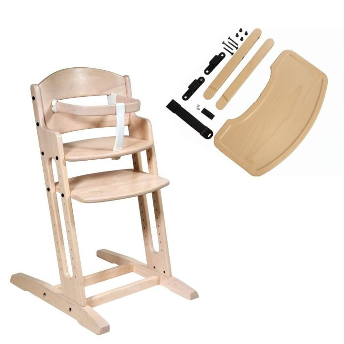 Baby Dan Danchair + DanTray - zestaw krzesełko do karmienia z tacką-Drewno Bielone