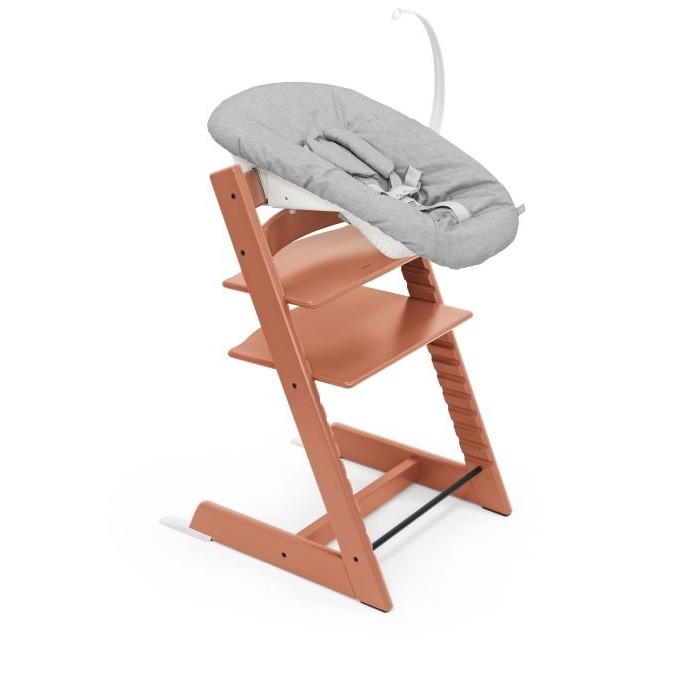 Stokke Tripp Trapp + Newborn Set - rosnące krzesełko do karmienia z zestawem dla noworodka-Terracotta-Grey