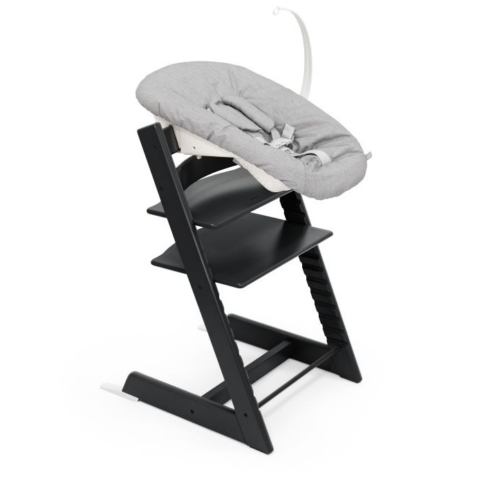 Stokke Tripp Trapp + Newborn Set - rosnące krzesełko do karmienia z zestawem dla noworodka-Black-Grey