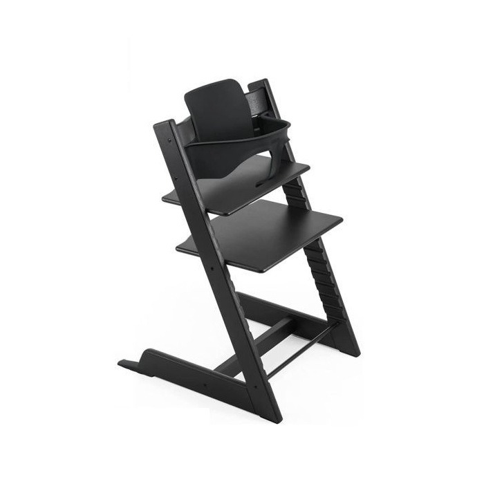 Stokke Tripp Trapp z Baby Set - rosnące krzesełko do karmienia + barierka z oparciem -Oak Black (drewno dębowe)