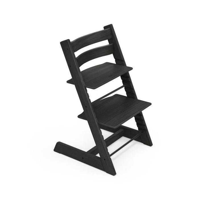 Stokke Tripp Trapp + Newborn Set - rosnące krzesełko do karmienia z zestawem dla noworodka-Oak Black (drewno dębowe)-Vanilla White
