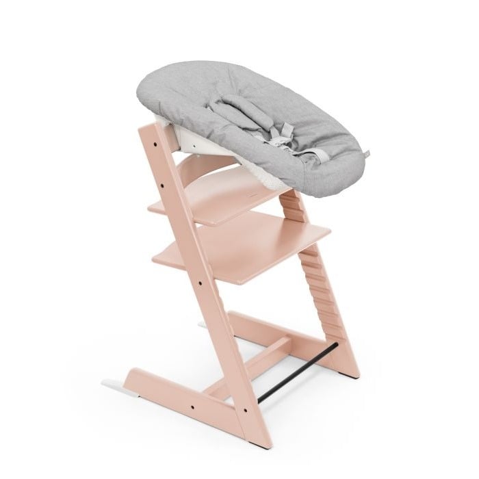 Stokke Tripp Trapp + Newborn Set - rosnące krzesełko do karmienia z zestawem dla noworodka-Serene Pink-Grey