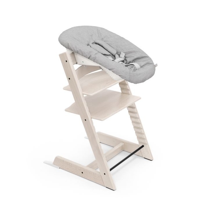 Stokke Tripp Trapp + Newborn Set - rosnące krzesełko do karmienia z zestawem dla noworodka-Whitewash-Grey