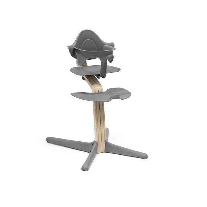 Stokke Nomi + Newborn Set + Baby Set gratis - krzesełko do karmienia z zestawem dla noworodka i barierką z oparciem gratis!-Natural Grey-Newborn Se...