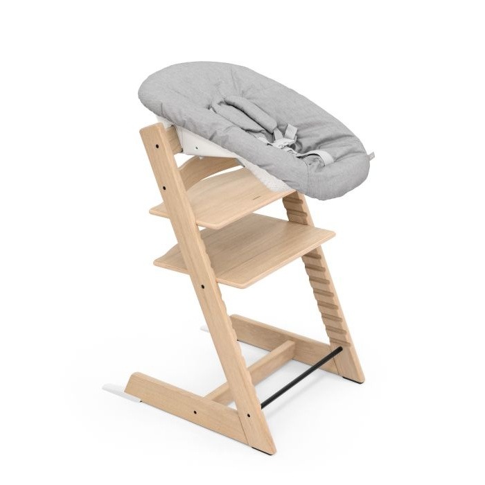 Stokke Tripp Trapp + Newborn Set - rosnące krzesełko do karmienia z zestawem dla noworodka-Oak Natural (drewno dębowe)-Grey