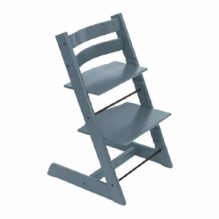 Stokke Tripp Trapp + Newborn Set - rosnące krzesełko do karmienia z zestawem dla noworodka-Fjord Blue-Vanilla White