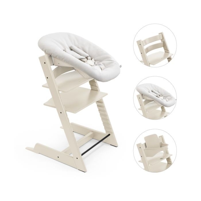 Stokke Tripp Trapp Bundle - krzesełko do karmienia + zestaw Baby Set V2 + zestaw Newborn Set-Vanilla White, Newborn Set Vanilla White