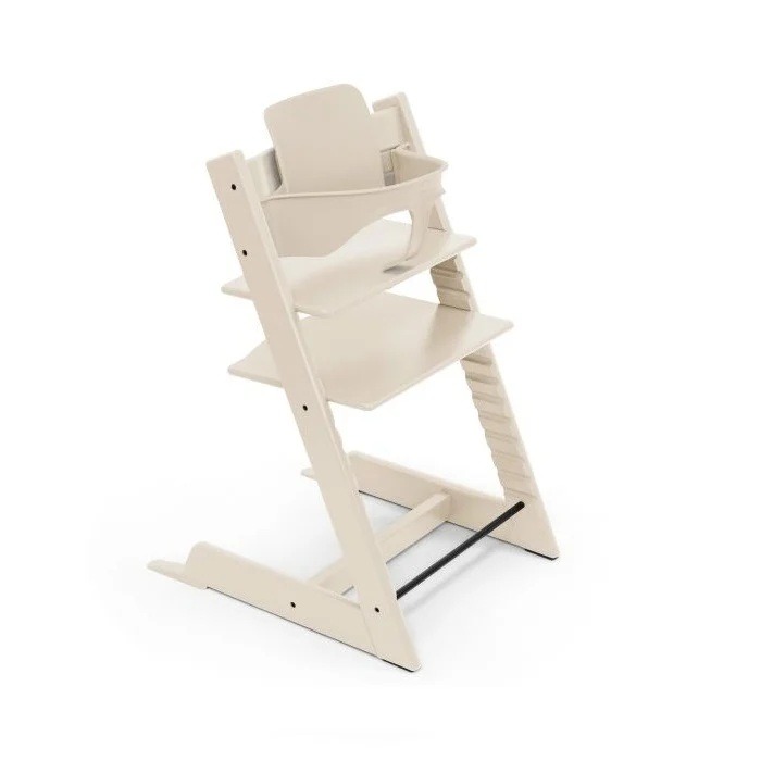 Stokke Tripp Trapp + zestaw Baby Set + tacka - rosnące krzesełko do karmienia z akcesoriami-Vanilla White-Vanilla White