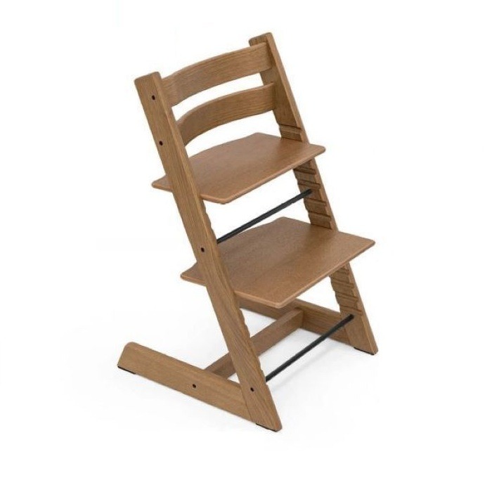 Stokke Tripp Trapp + zestaw Baby Set + tacka - rosnące krzesełko do karmienia z akcesoriami-Oak Brown (drewno dębowe)-Vanilla White