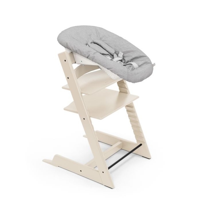 Stokke Tripp Trapp + Newborn Set - rosnące krzesełko do karmienia z zestawem dla noworodka-Vanilla White-Grey