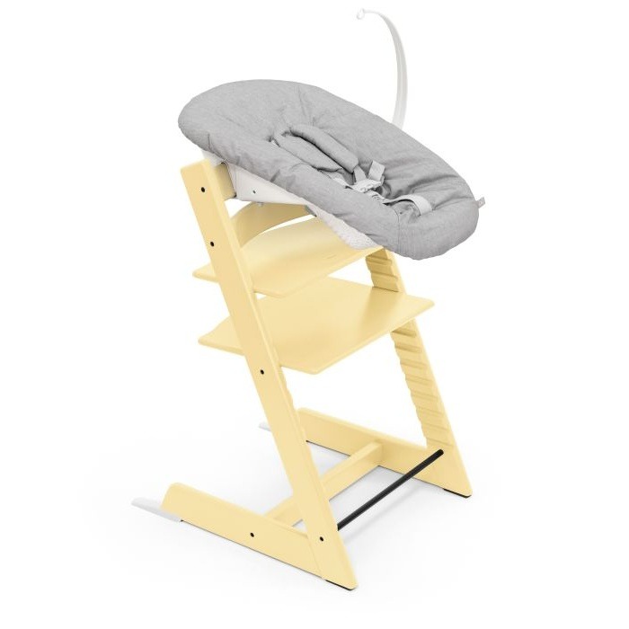 Stokke Tripp Trapp + Newborn Set - rosnące krzesełko do karmienia z zestawem dla noworodka-Lemon Yellow-Grey