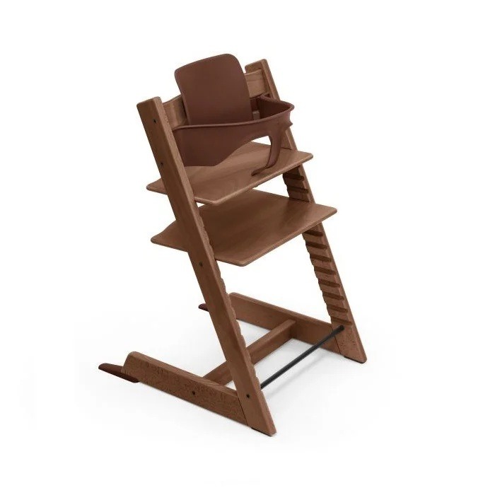 Stokke Tripp Trapp + zestaw Baby Set + tacka - rosnące krzesełko do karmienia z akcesoriami-Warm Brown-Grey