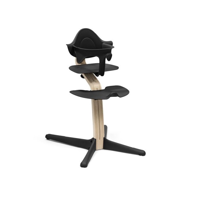 Stokke Nomi + Newborn Set + Baby Set gratis - krzesełko do karmienia z zestawem dla noworodka i barierką z oparciem gratis!-Natural Black-Newborn S...