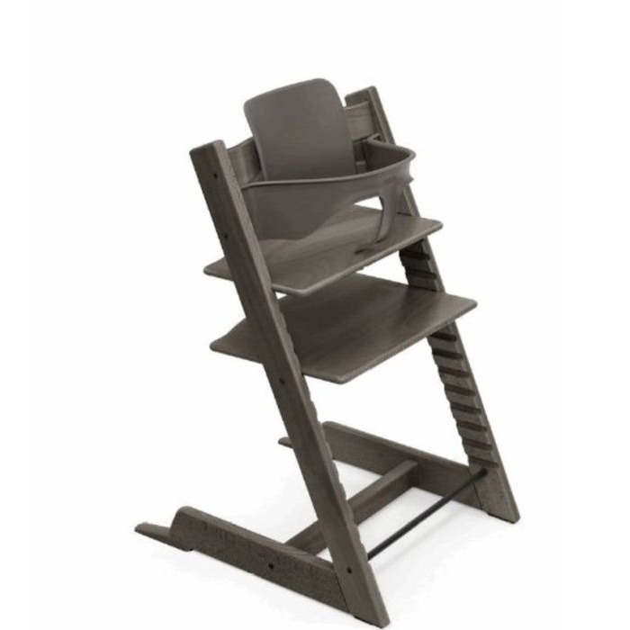Stokke Tripp Trapp z Baby Set - rosnące krzesełko do karmienia + barierka z oparciem -Hazy Grey