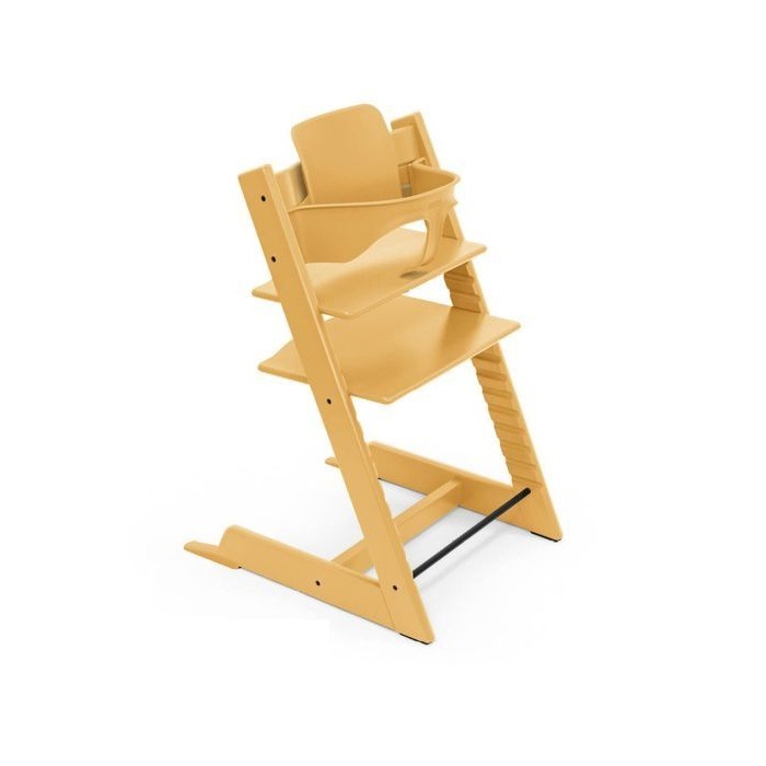 Stokke Tripp Trapp + zestaw Baby Set + tacka - rosnące krzesełko do karmienia z akcesoriami-Sunflower Yellow-Vanilla White