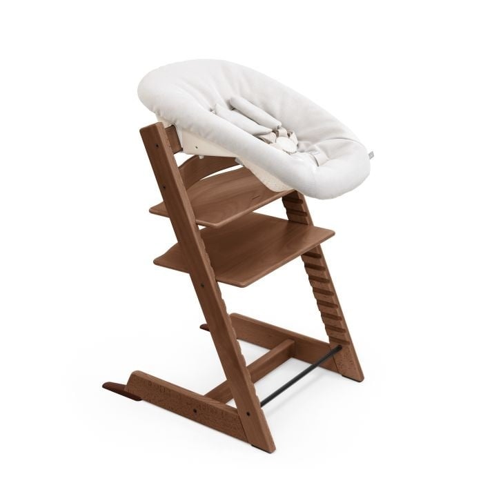 Stokke Tripp Trapp + Newborn Set - rosnące krzesełko do karmienia z zestawem dla noworodka-Warm Brown-Vanilla White