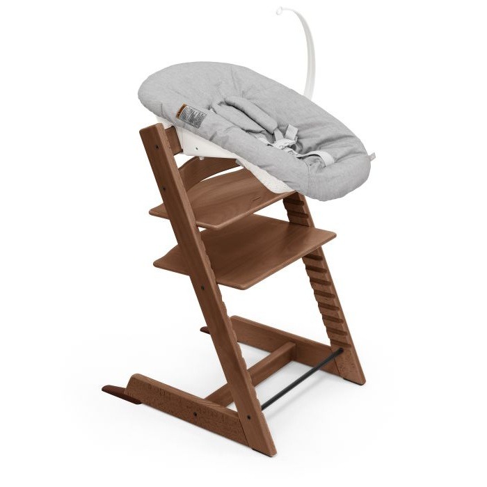 Stokke Tripp Trapp + Newborn Set - rosnące krzesełko do karmienia z zestawem dla noworodka-Warm Brown-Grey