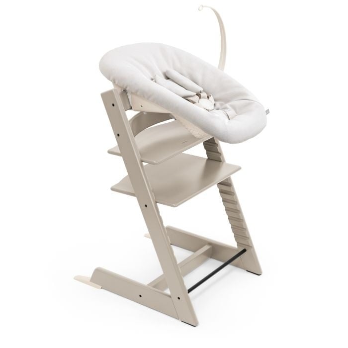 Stokke Tripp Trapp + Newborn Set - rosnące krzesełko do karmienia z zestawem dla noworodka-Cashmere Grey-Vanilla White