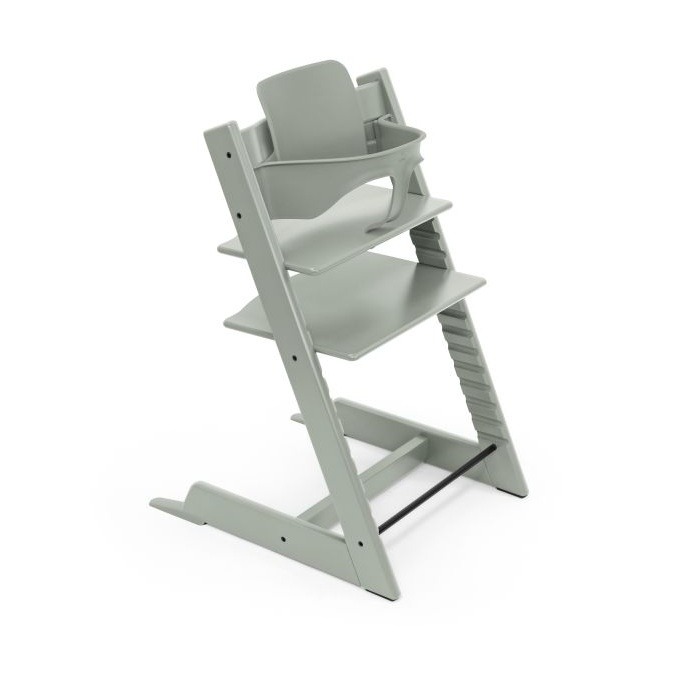 Stokke Tripp Trapp + zestaw Baby Set + tacka - rosnące krzesełko do karmienia z akcesoriami-Glacier Green-Vanilla White