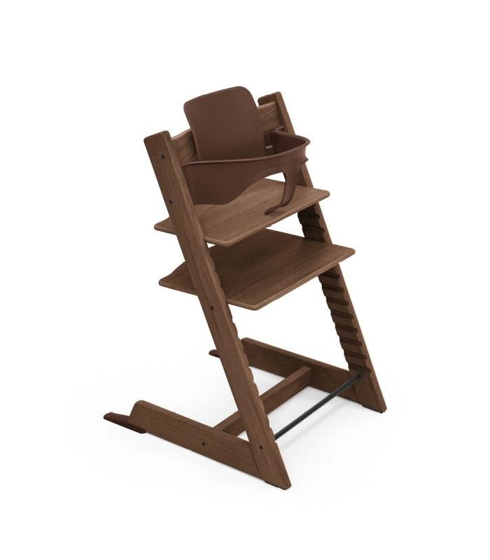 Stokke Tripp Trapp + zestaw Baby Set + tacka - rosnące krzesełko do karmienia z akcesoriami-Oak Warm Brown-White