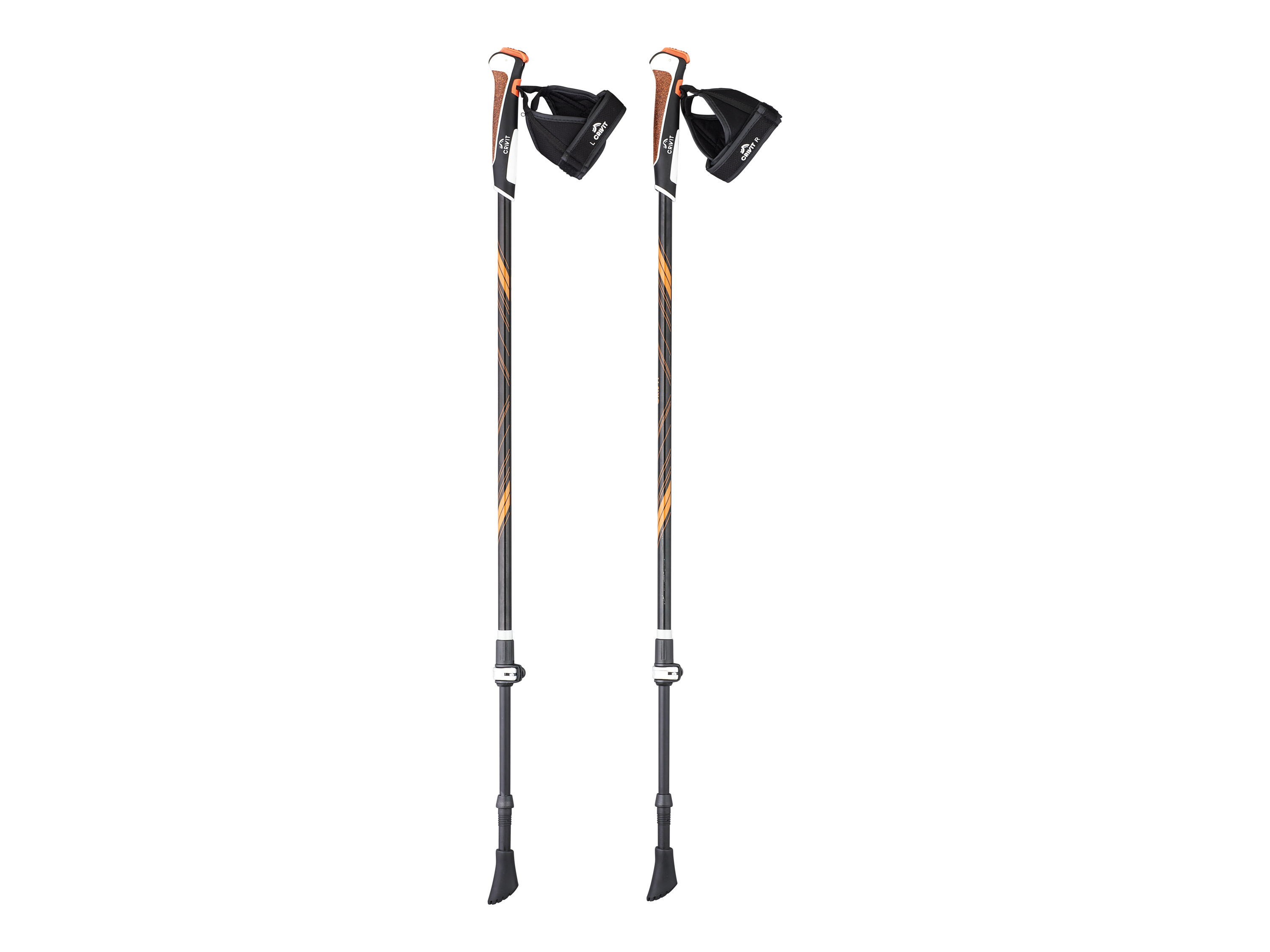 Crivit Kije do nordic walkingu z włókna węglowego Czarny/ pomarańczowy