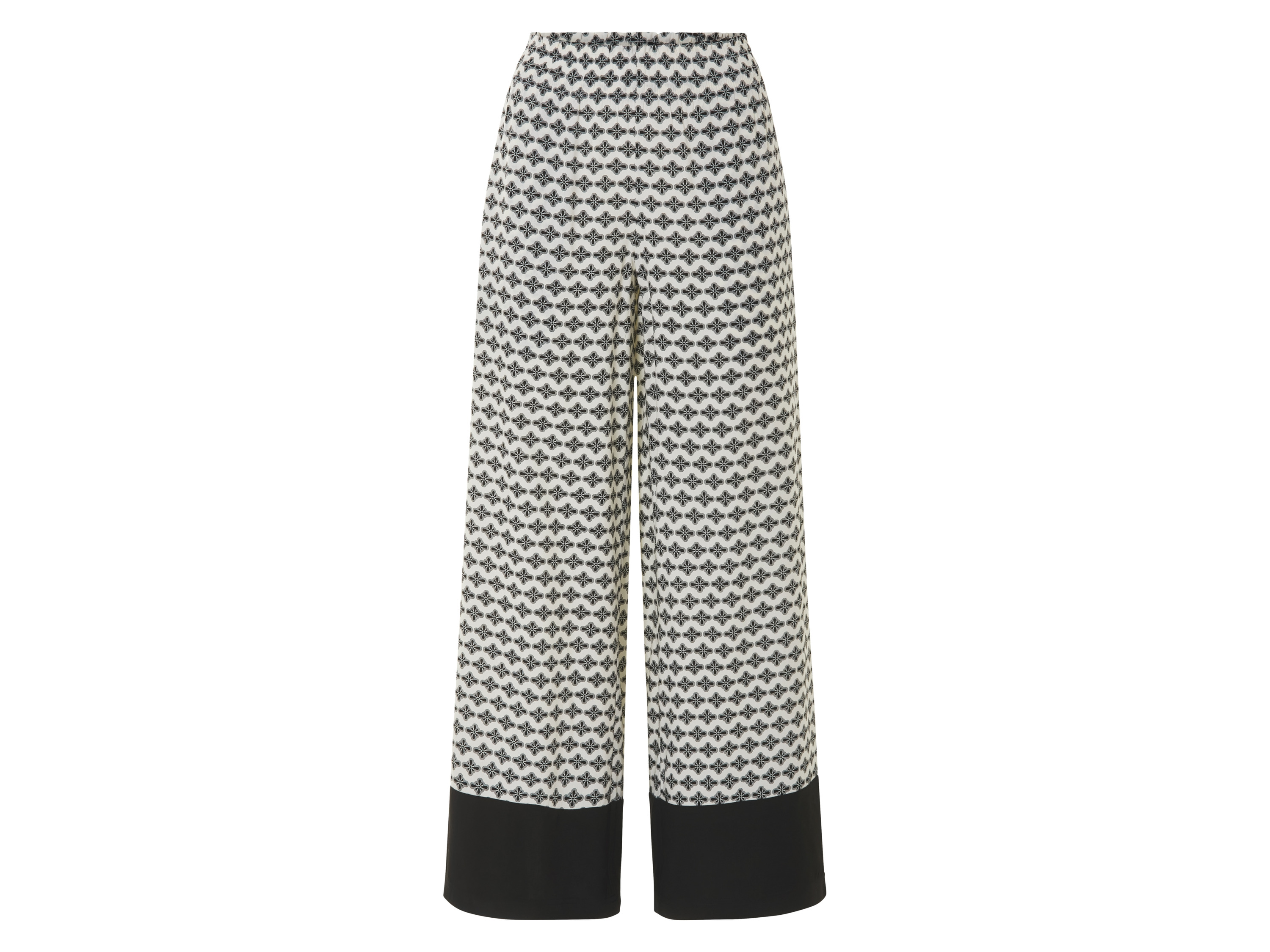 esmara Spodnie wide leg damskie z wiskozy Wzorzysty/biały, M40/42