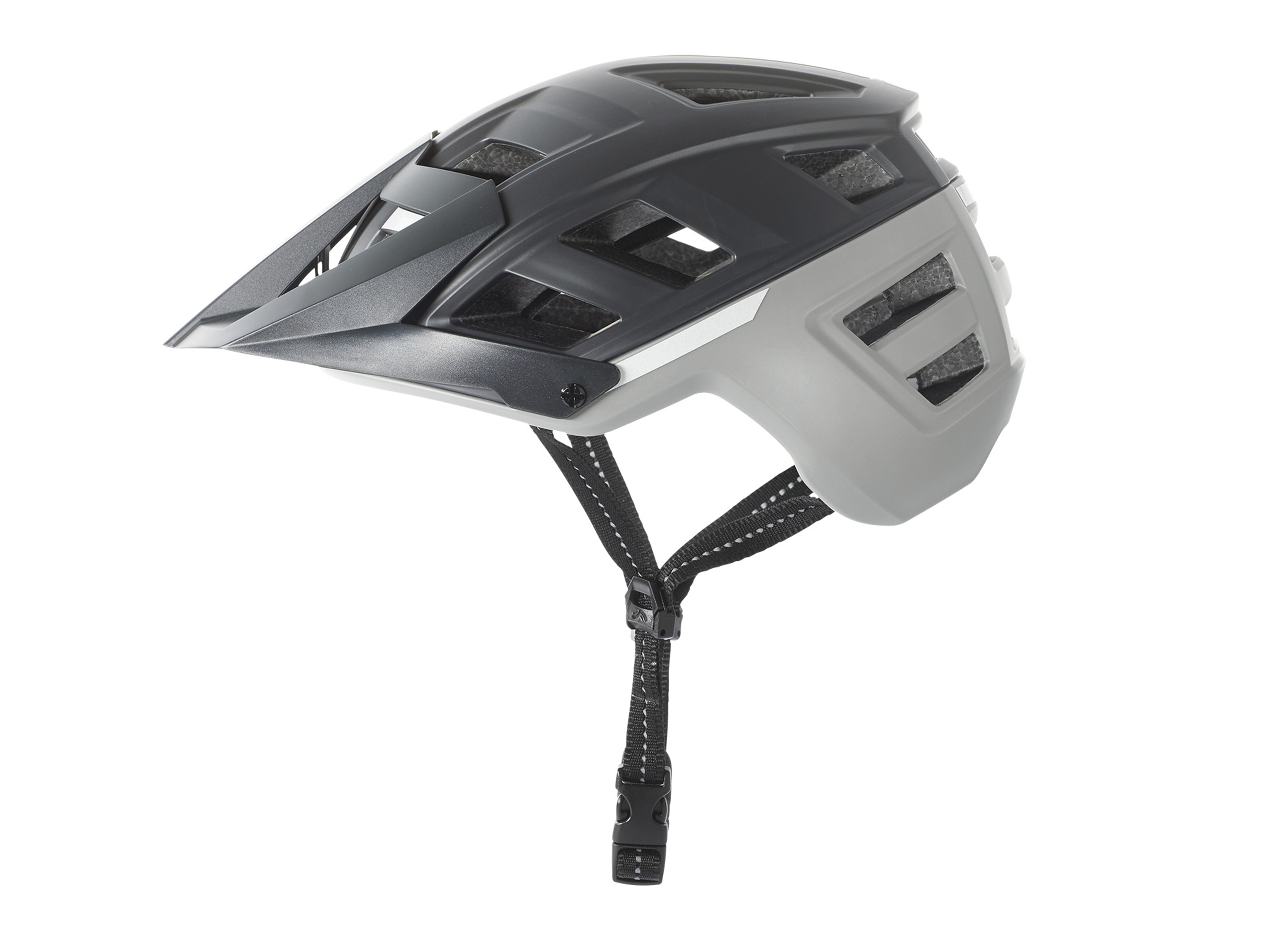 Crivit Kask rowerowy MTB damski/męski, ze zdejmowanym wizjerem Czarny/ szary, Roz. S/M