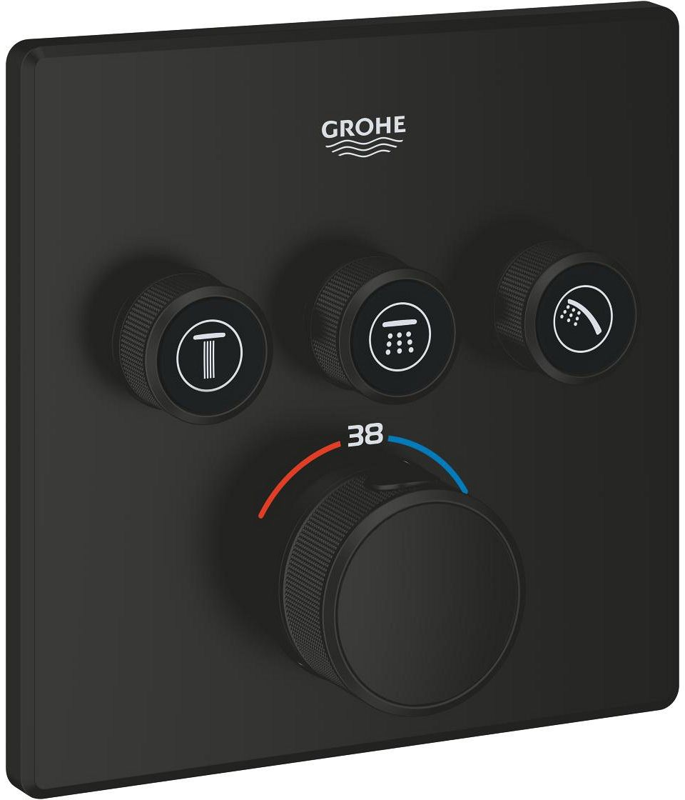 Darmowa Dostawa - Bateria wannowo-prysznicowa podtynkowa z termostatem czarna Grohe Grohtherm SmartControl 291262430