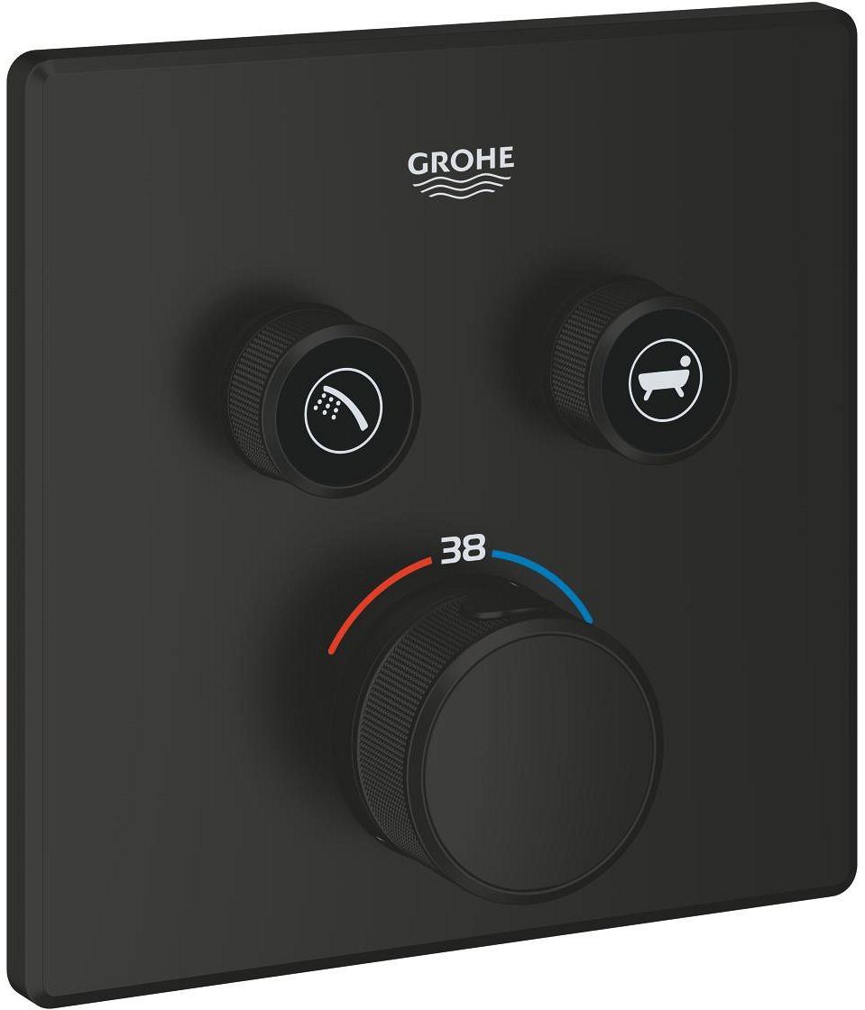 Darmowa Dostawa - Bateria wannowo-prysznicowa podtynkowa z termostatem czarna Grohe Grohtherm SmartControl 291242430