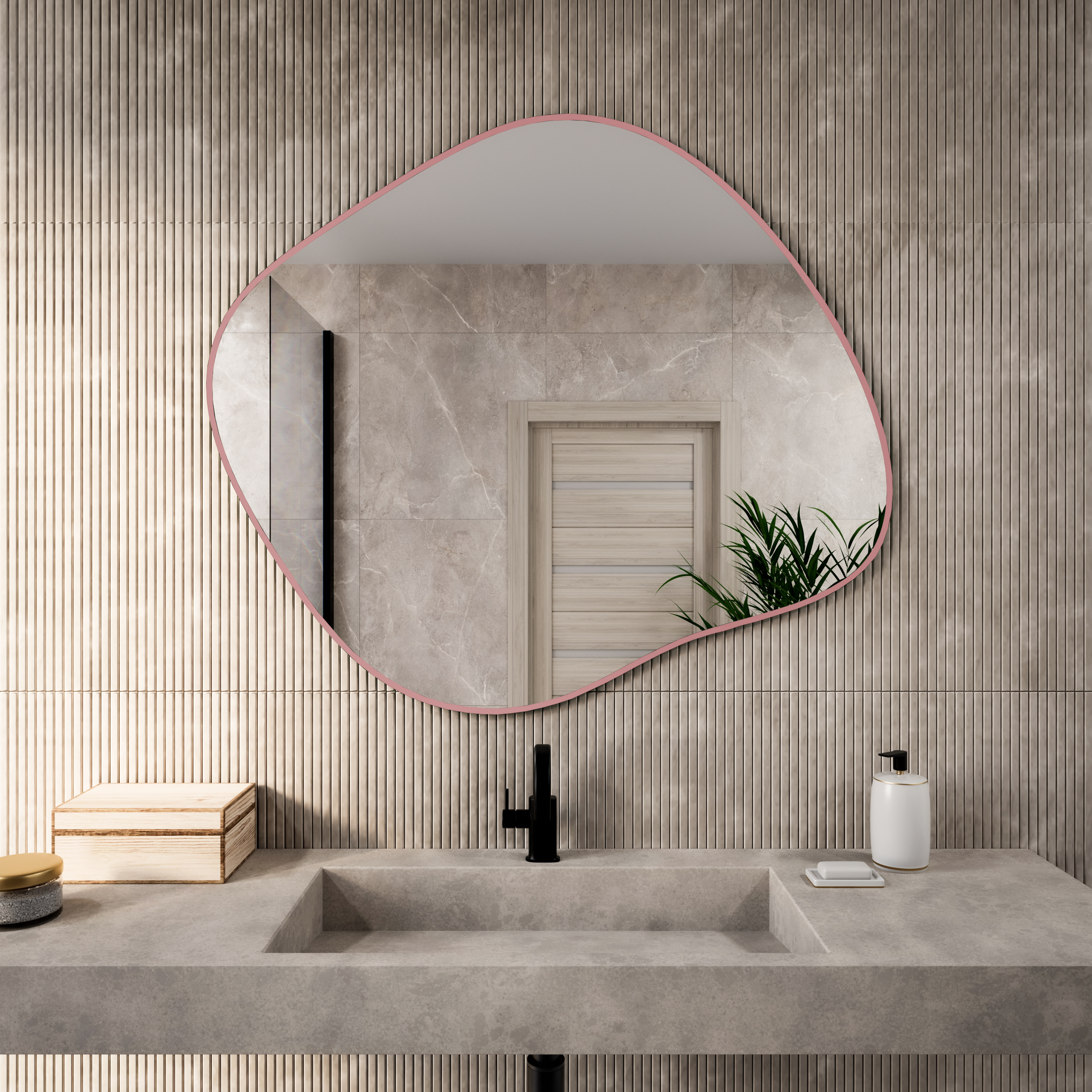 Darmowa Dostawa - Lustro 100x86 cm różowy Baltica Design Tiny Border Stain III 5904107931838