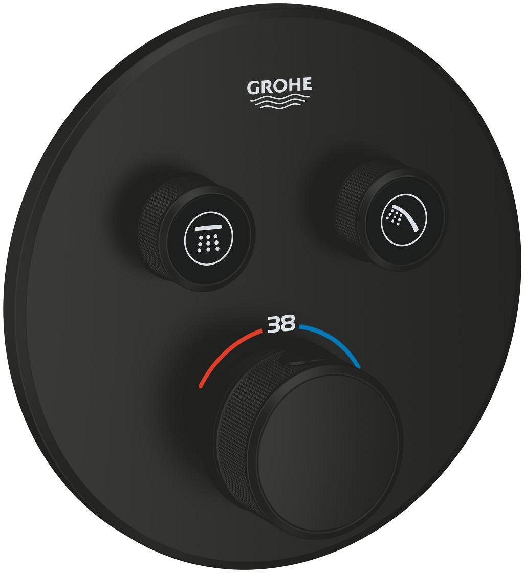 Darmowa Dostawa - Bateria wannowo-prysznicowa podtynkowa z termostatem czarna Grohe Grohtherm SmartControl 291192430