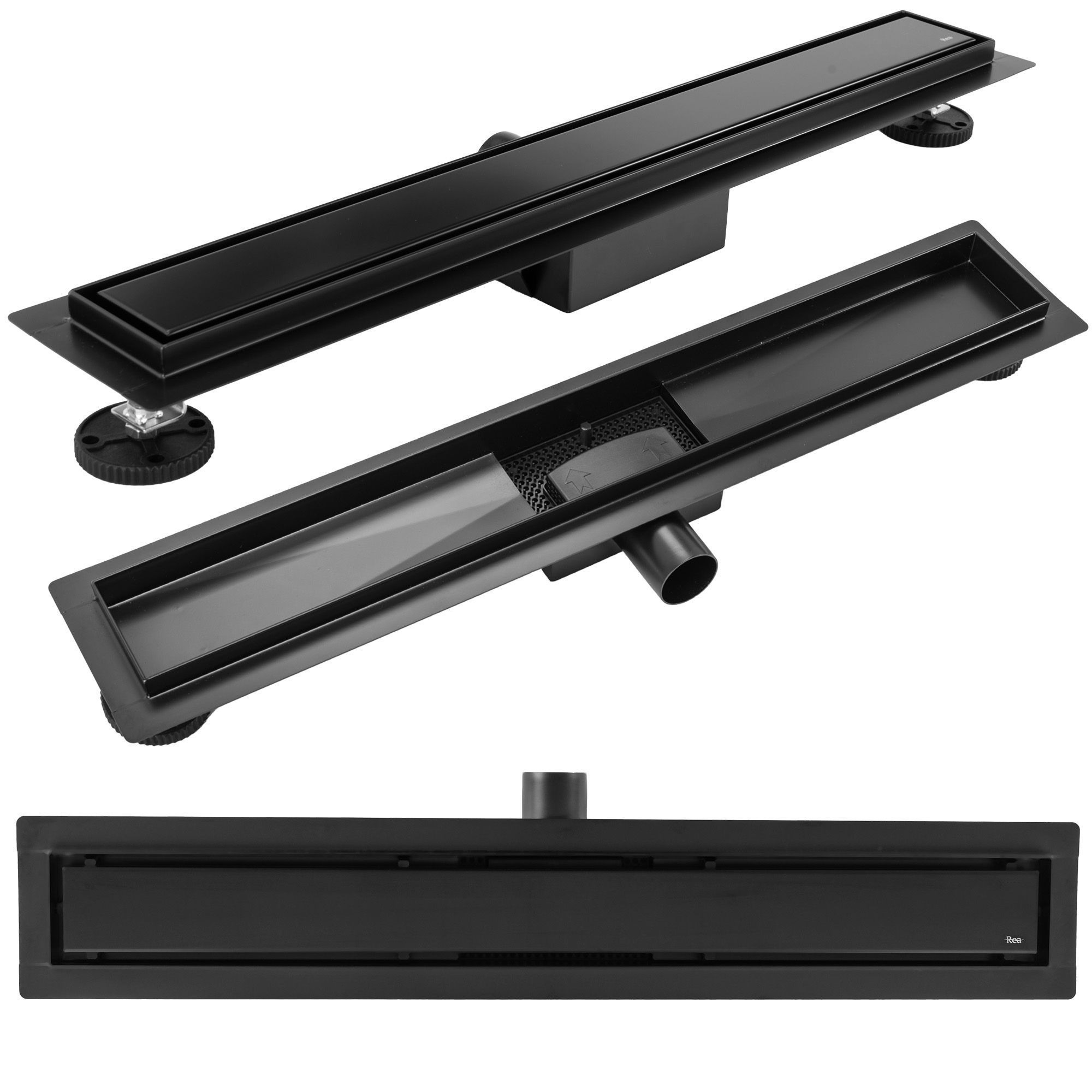 Darmowa Dostawa - Odpływ liniowy 60 cm czarny Rea Neox Czarny REAG6601
