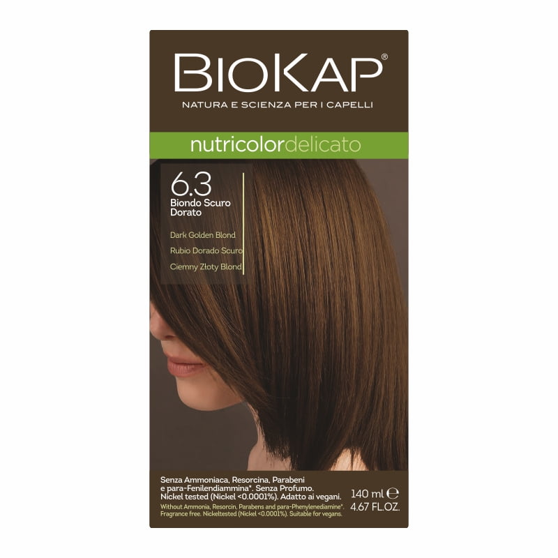Biokap Delicato Farba do Włosów | Ciemny Złoty Blond | Pokrywa Siwe Włosy | Bez Amoniaku