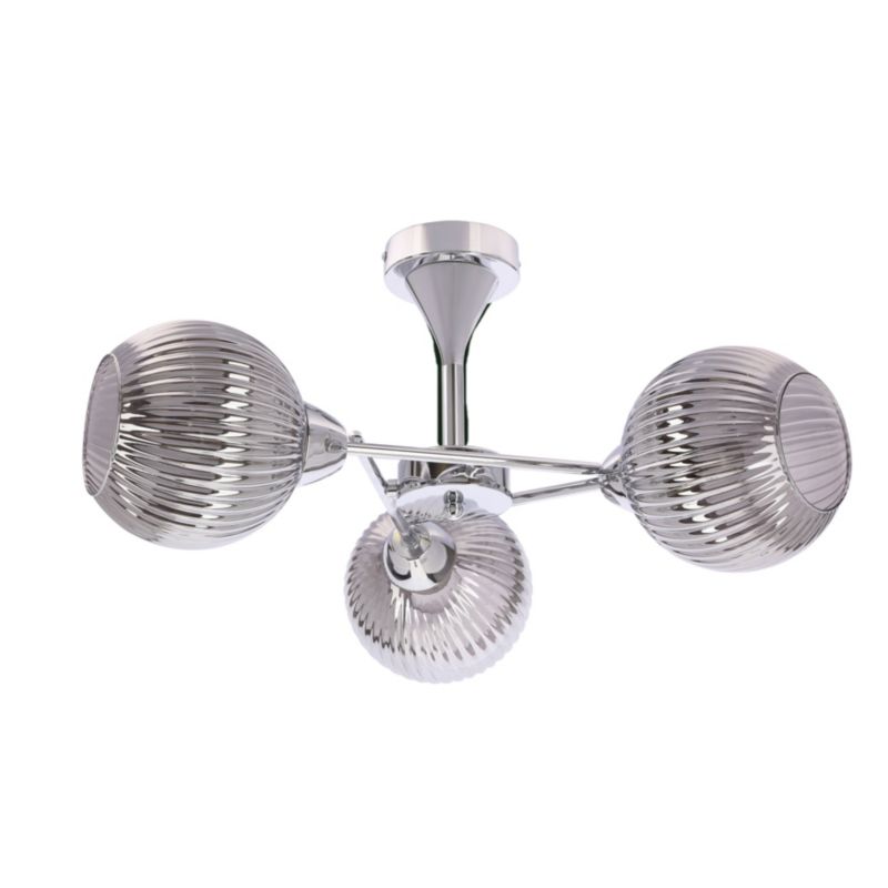 Lampa sufitowa lustrzane ryflowane klosze Candellux Cesar srebrna 3xE27x40W IP20 wym:30x56x56cm - 1 szt.