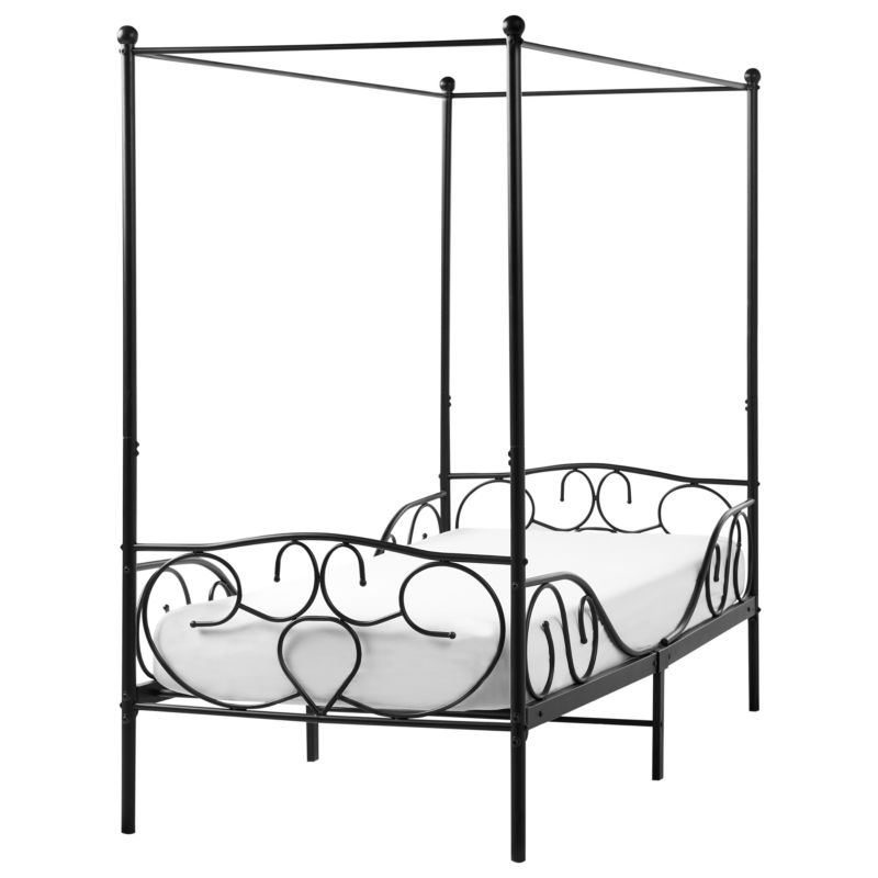 Łóżko z baldachimem Metal Sormery 90 x 200 cm Czarny 1 szt.