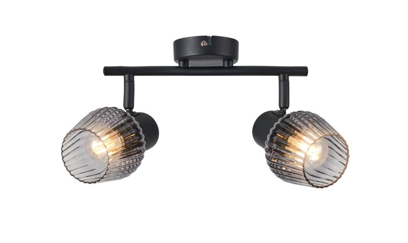 Lampa sufitowa dymione ryflowane klosze Candellux Mitura czarna 2xE14x40W IP20 wym:19x34x9cm - 1 szt.