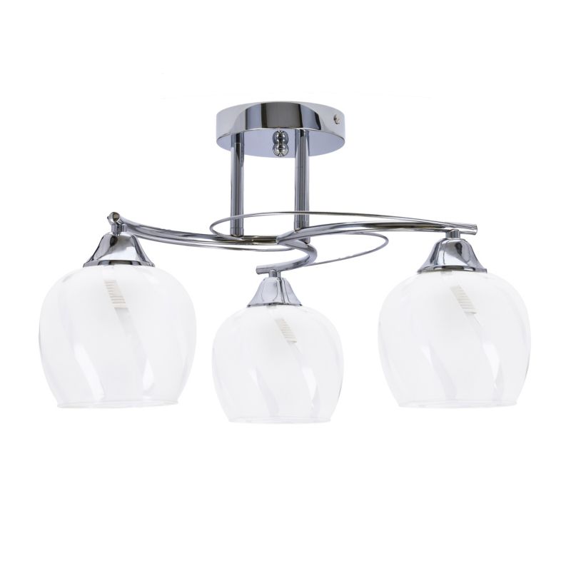 Lampa sufitowa przezroczysty wzór na kloszach Candellux Prego chromowana-srebrna 3xE27x40W IP20 wym:27x48x48cm - 1 szt.
