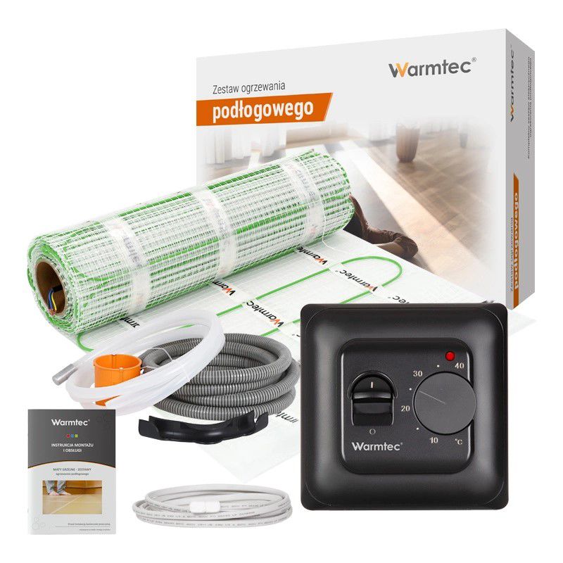 Mata grzejna grzewcza pod płytki Warmtec 9m² 100W/m² zestaw regulator czarny DSE-90/T73 1 szt.