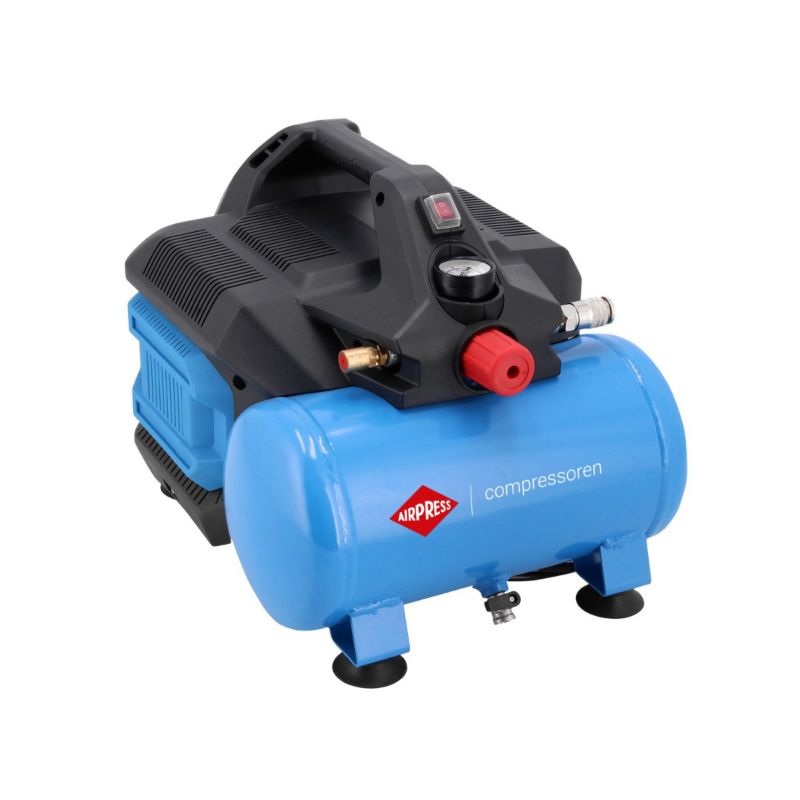 Mały kompresor bezolejowy dwutłokowy LMO 6-126 Airpress 8 bar 1 KM/0.75 kW 88 l/min 6 l cichy - NOWOŚĆ 1 szt.