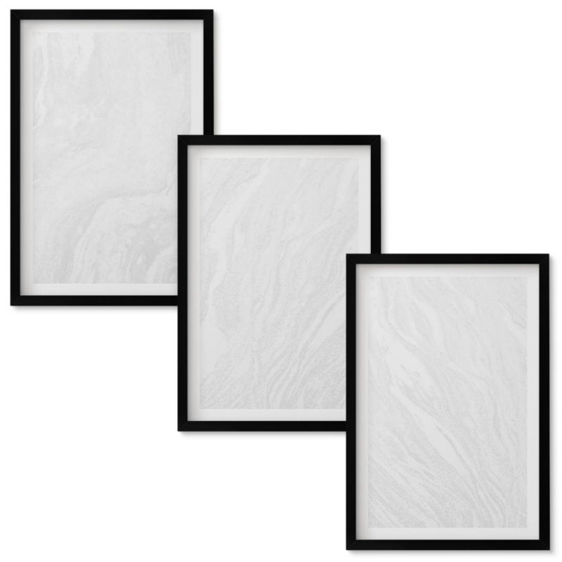 Obrazy Do Sypialni Wallfluent Marmur elegancki struktura Czarna rama 40x60 cm 3 szt.
