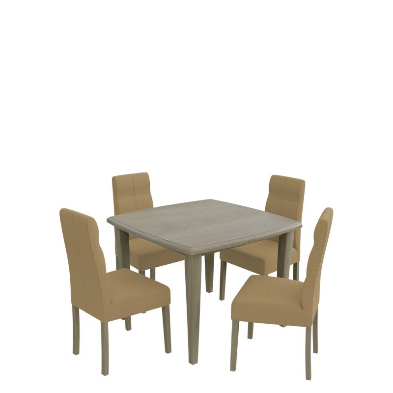 Zestaw RO34 MIRJAN 24 Stół rozkładany S30 100x100/250 + 4 krzesła K63 dąb sonoma + piaskowy 1 kpl.