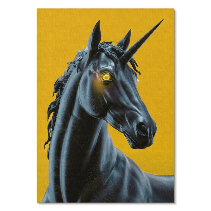 Plakat na Płótnie Tulup 29,7x42 cm (A3) Czarny jednorożec Do salonu, biura, sypialni 1 szt.