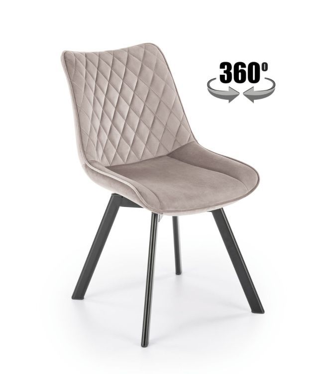 Krzesło Halmar tapicerowane K520 VELVET beżowe obracane 1 szt